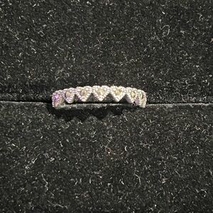 Sterling Silver 925 Heart Eternity Marcasite Ring Sz 8